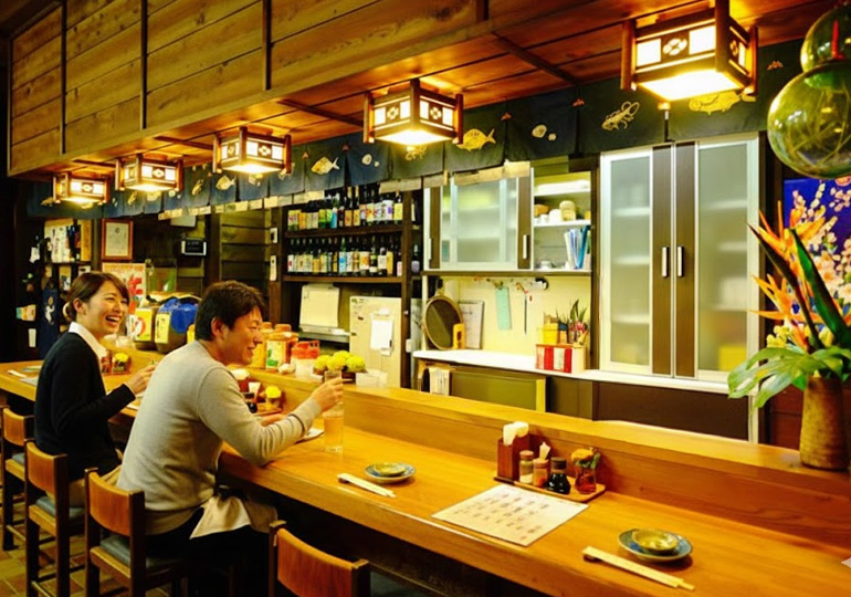 梁山泊 八丈島 カウンター